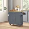 Wooden Kitchen Cart with Drawer, Spice Rack and Cabinet, 109x40x89 cm, Grey and Wood Color
