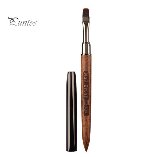 Nail Painting Pen Brush Flexible Soft Nylon Bristles Carved Design Wooden Handle Manicure Tool Drawing Multifunctional Square Round Head Phototherapy
