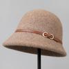 Autumn and Winter High-end Woolen Bucket Hat Temperament Elegant Top Hat Girls French Retro Dome Hat Shows Small Face