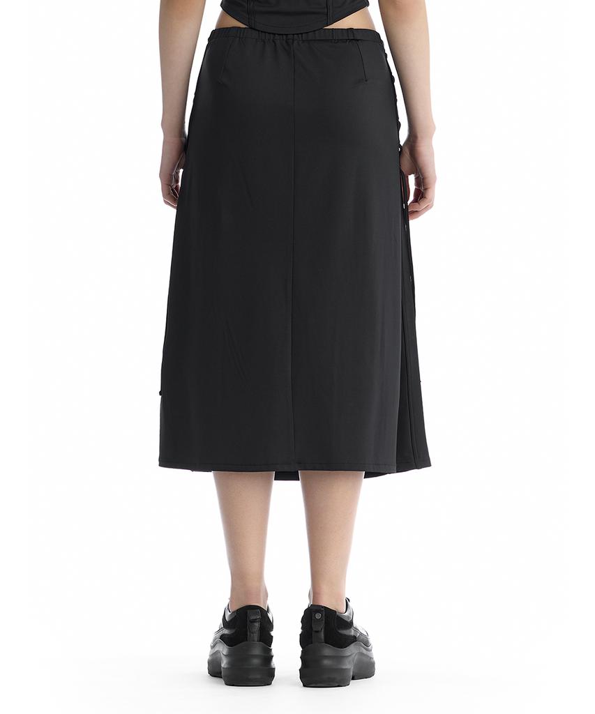 Teulimingbeodeu Jersey Lace-Up Side Set-Up Skirt [ Black ]