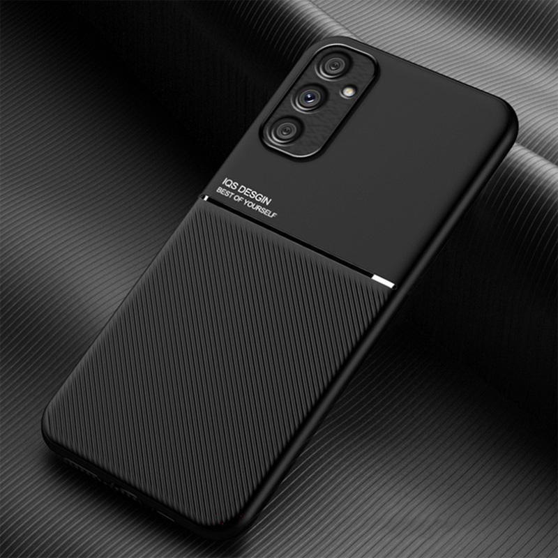 

For Samsung Galaxy A34 5G Smartphone Case Lines Imprinted Leather+TPU Cell Phone Cover Black