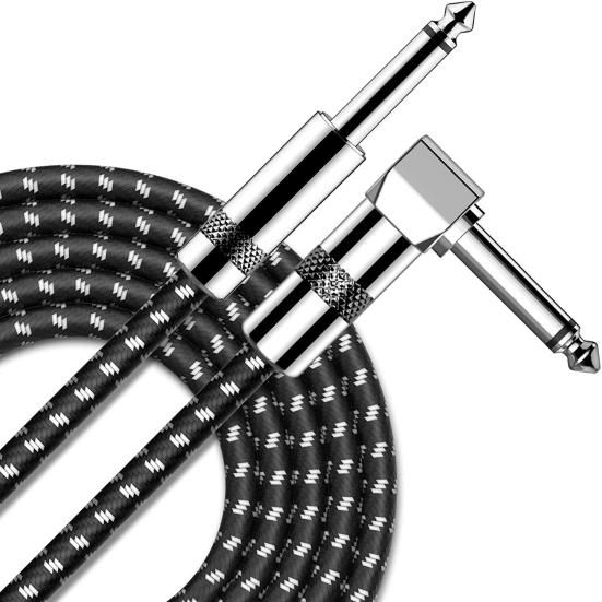 6.35 Electric Guitar Cable Straight To Right Angle Noiseless Audio Cable for Bass Guitar