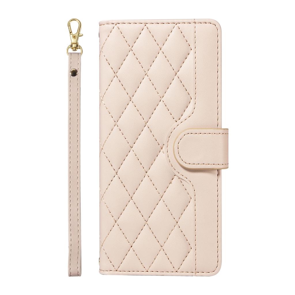 Applicable To Samsung S24 Fashion Leather Case A55 Small Fragrant Wind Diamond Grid Card Wallet Diagonal Span Portable Rope A05S Solid Color