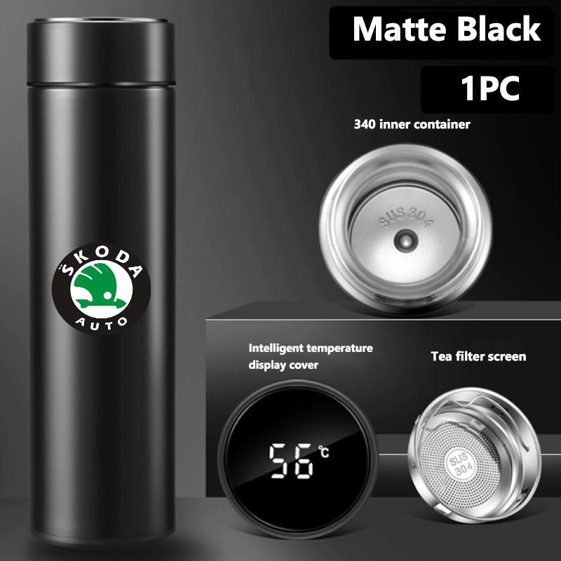 ICPG4 For Skoda Smart Thermo Mug Filter Coffee Drink Flask Temperature Display Cup Kamiq MK3 Roomster Rapid Kodiaq Karoq Fabia Enyaq