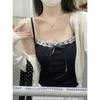 Real shot, summer Korean version of slim fit pure desire lace edge lace-up chest pad thin suspender inner vest top