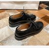 Kadın İngiliz Stili Siyah Deri Loafer Ayakkabılar - Yumuşak Tabanlı, Orta Topuklu, Sonbahar 2025 için Düz İş Ayakkabıları