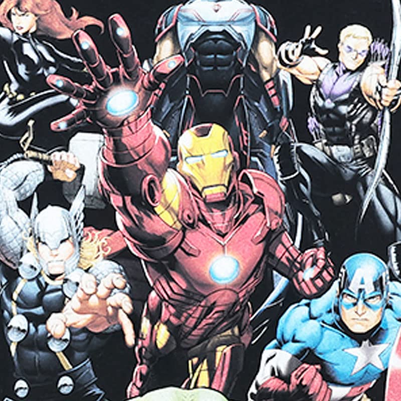 EVERSOUL Marvel T-Shirt, Short Sleeve, Avengers, Hulk, Thor, Iron Man, American Comic Book Merchandise, Gift, Men's, Black, XL [Parallel Import]