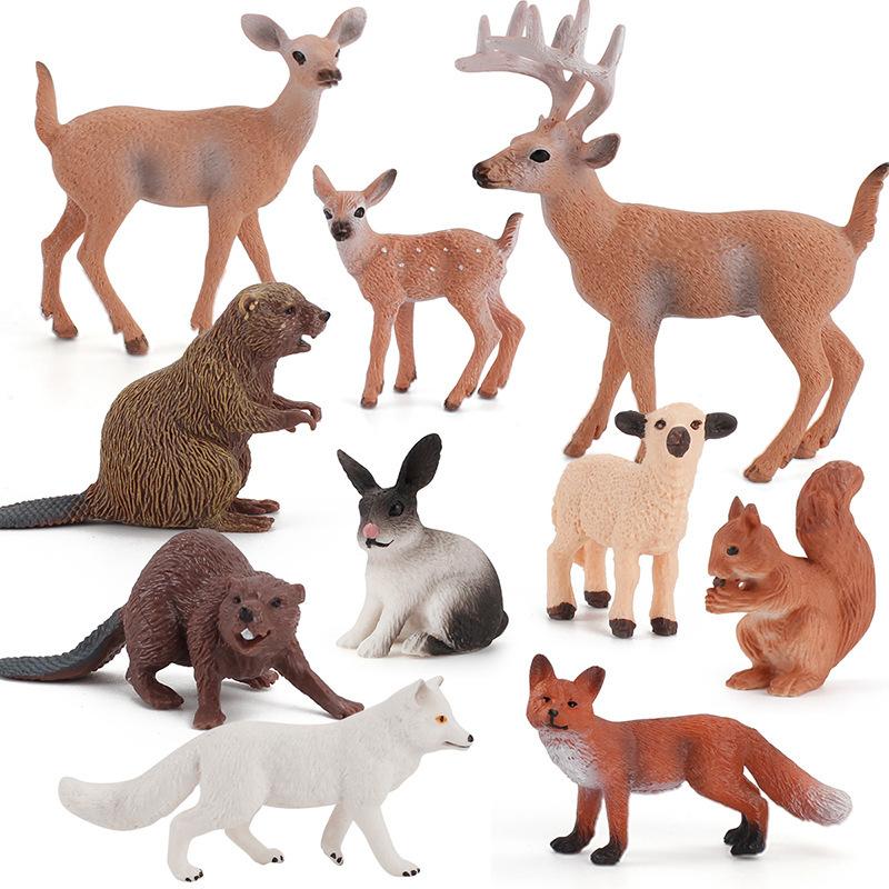 Deer Family Fox Artificial Animal Figures Cute Mini Resin Statues Smooth Surface for Desktop Display Home Decor Gifts