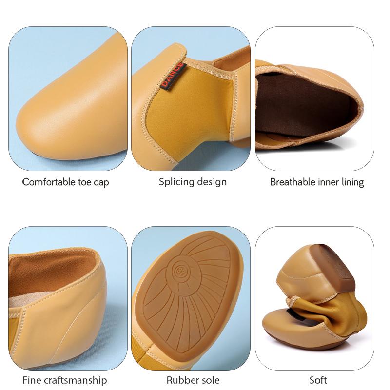 Genuine Leather Jazz Dance Shoes Tan Black Antiskid Sole Jazz Shoes High Quality Adults Dance Sneakers For Girls Women