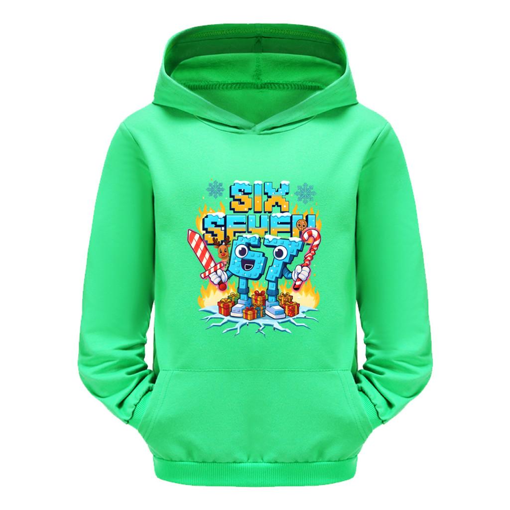 5193 Kinder Jungen Mädchen Steal a Brainrot 67 Six Seven Bedruckter Freizeit-Langarm-Hoodie Top