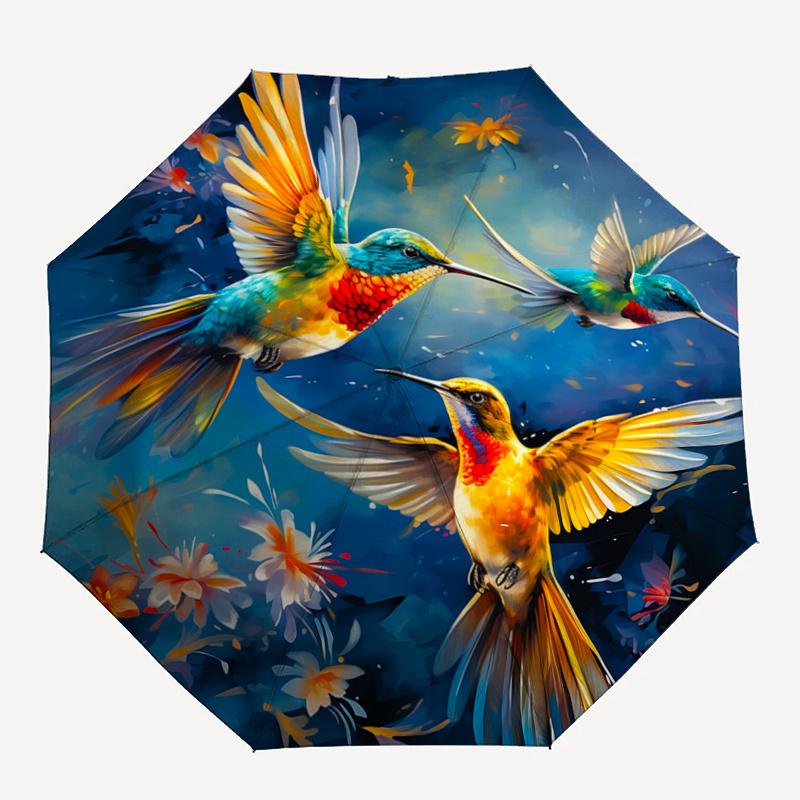 1pc Whimsical Dance of Hummingbirds Automatic Opening and Closing Folding - A Good Choice for Gifts, Fashionable and Convenient Umbrella With Cut