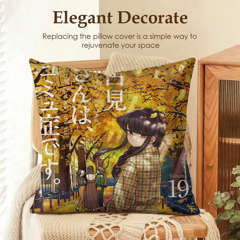 KKomi Cant Communicate Cushion Cover Natural Linen Organic Fabric DoubleSided Printing Sofa Home Decor Gift Pillow Case