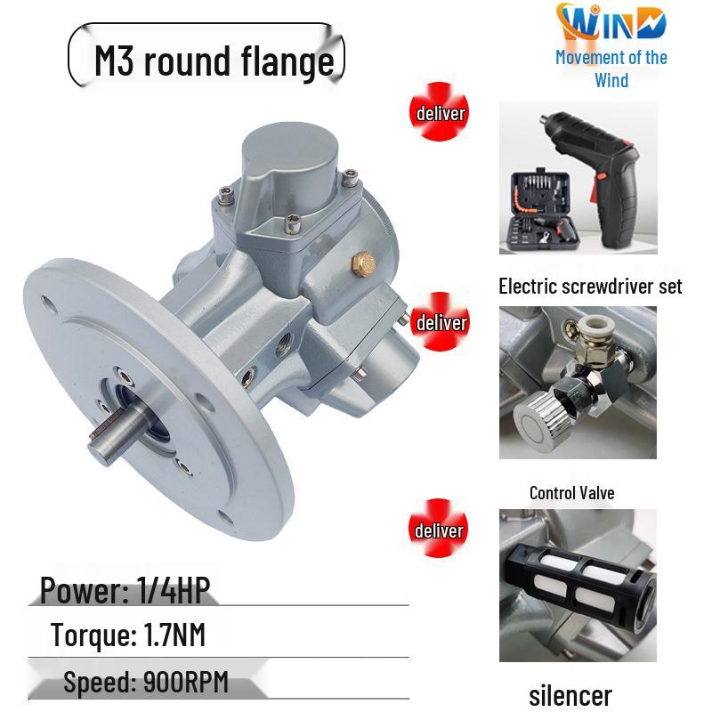 Piston Pneumatic Motor M1-M7-F-L-IEC with Forward/Reverse & Stepless Speed Regulation, Explosion-Proof Safety.
