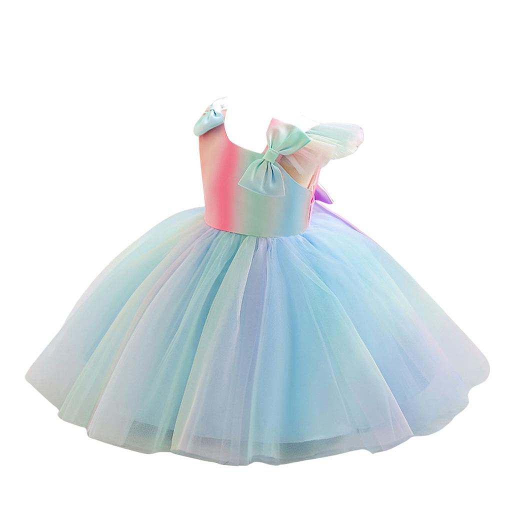 Girls One-shoulder Gradual Sleeveless Dress Children's Fashion Princess Dress