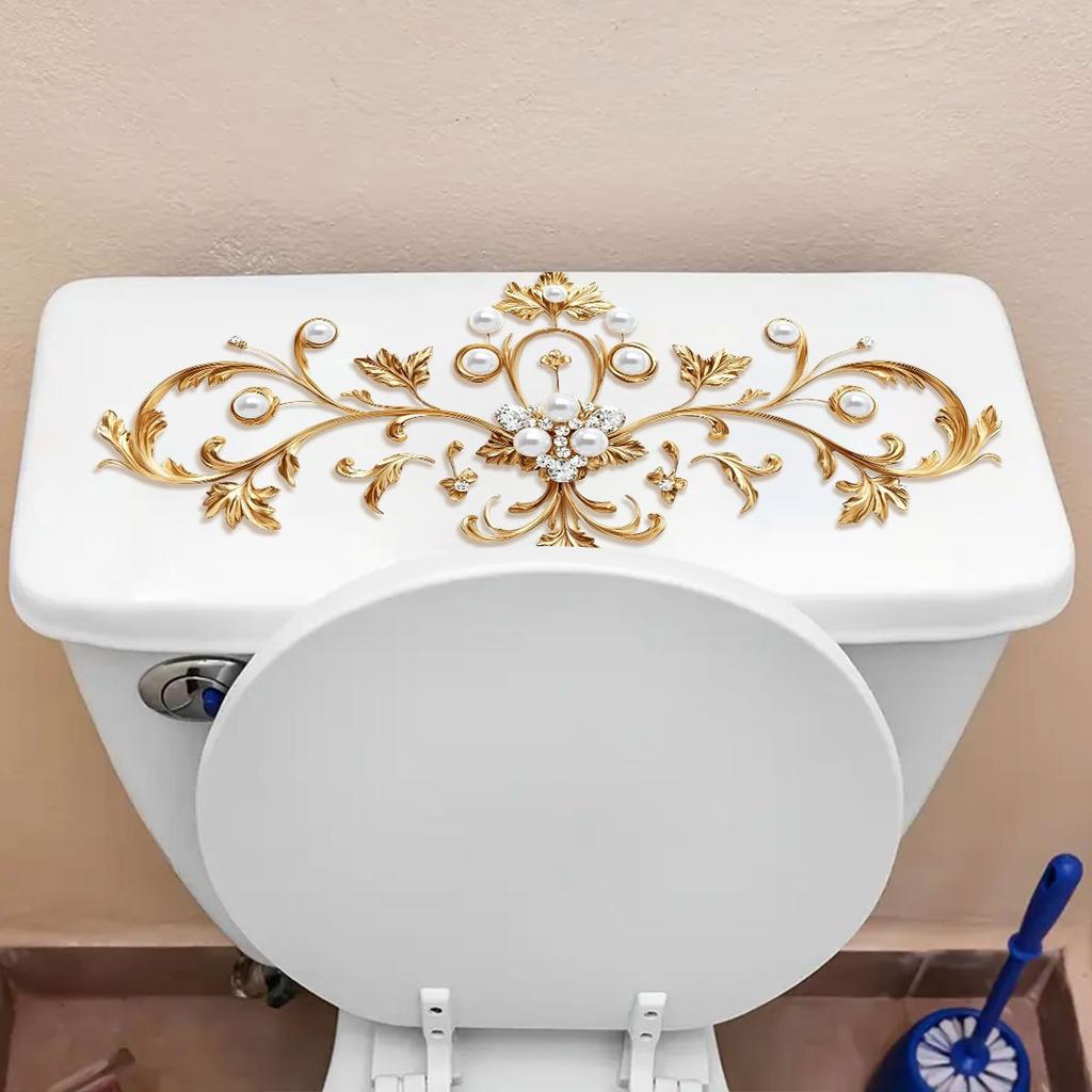 1PC Gold Pattern Diamond Bathroom Toilet Toilet Sticker Decorative Sticker Beautification Waterproof Self-adhesive Tear-off Sticker