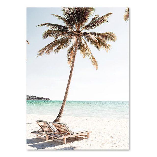 

Тропический пляжный волновой плакат, украшение для комнаты, кокосовая пальма, мост, грузовик, холст, картина, настенное искусство для гостиной 21cm×30cm NoFrame