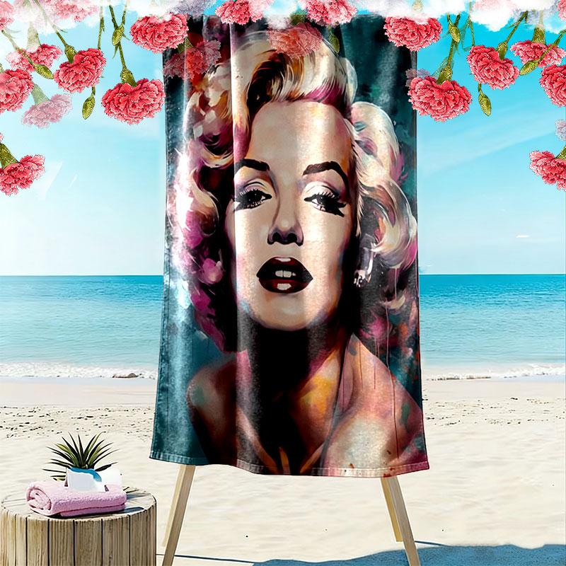 Marilyn Monroe Print Beach Towel, Large Soft Quick Dry Towel for Beach Camping Swimming