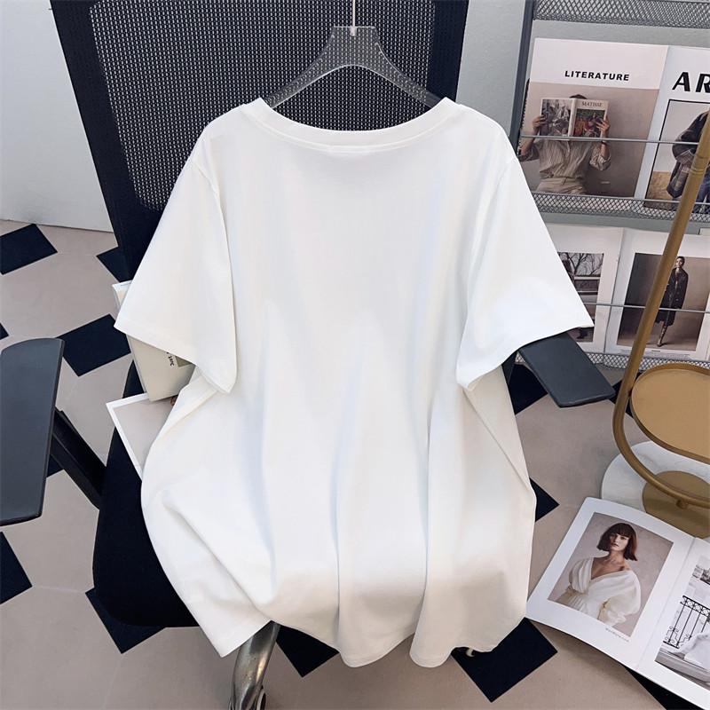 Round Neck Plus Size Mid-Length Loose Short-Sleeve Women's T-Shirt (200/300/350 Jin)