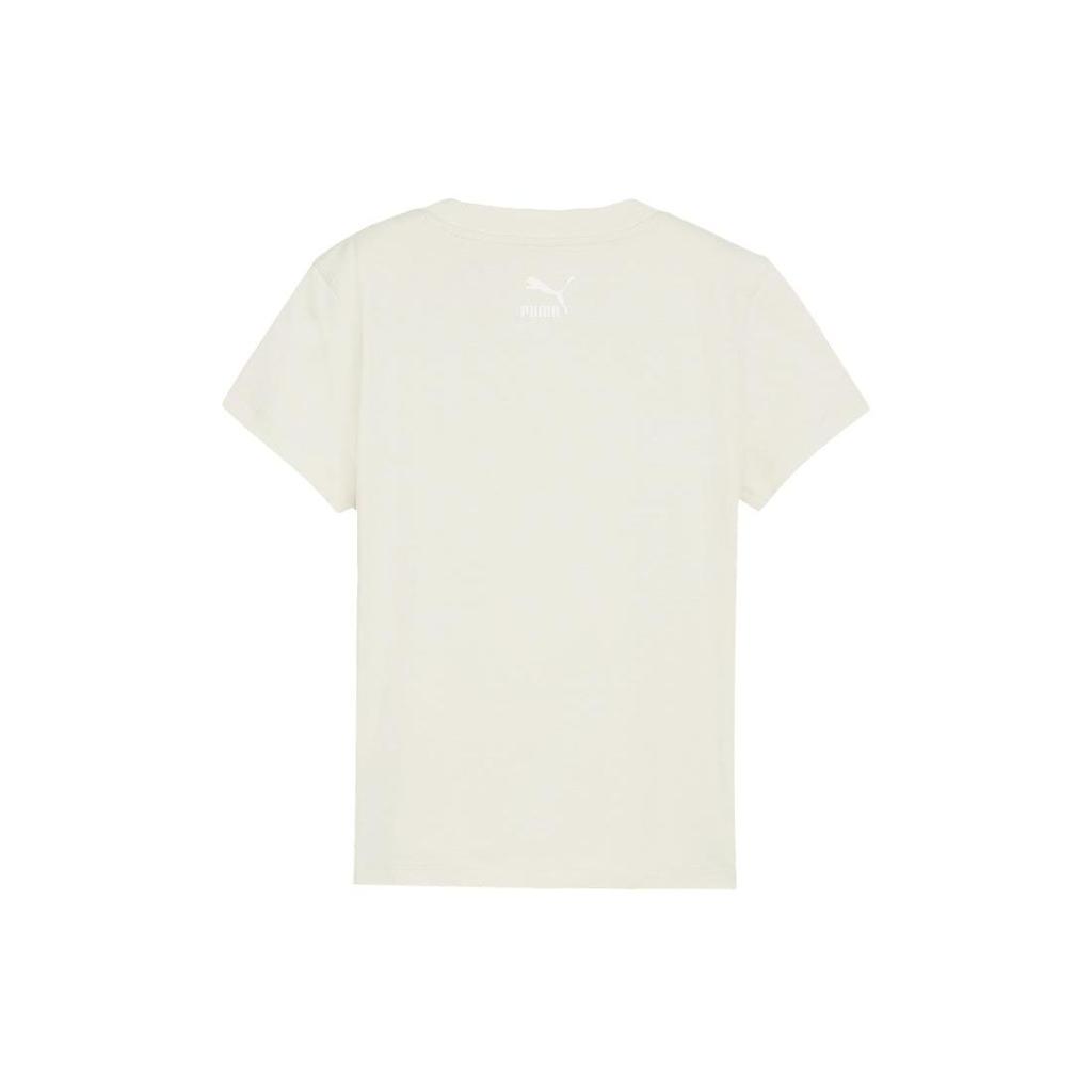 Puma Cartoon Print Casual Slim Fit Short Sleeve Regular T-Shirt Women Tops Snow-White 627006-87