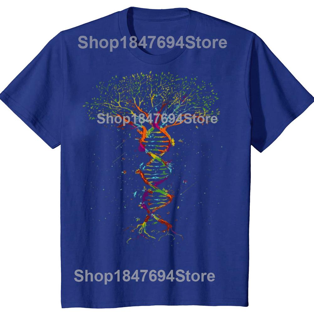 Zabawna grafika DNA Drzewa Życia Geek 100% bawełna T-shirty Męska Damska Moda Casualowy T-shirt Luźny Oversize Streetwear T-shirt