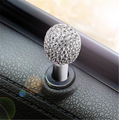 8Pcs Crystal Car Seat Headrest Collar Decor Diamond + Aluminum Alloy Door Handle Interior Door Lock Knob Bling Car Interior Accessories