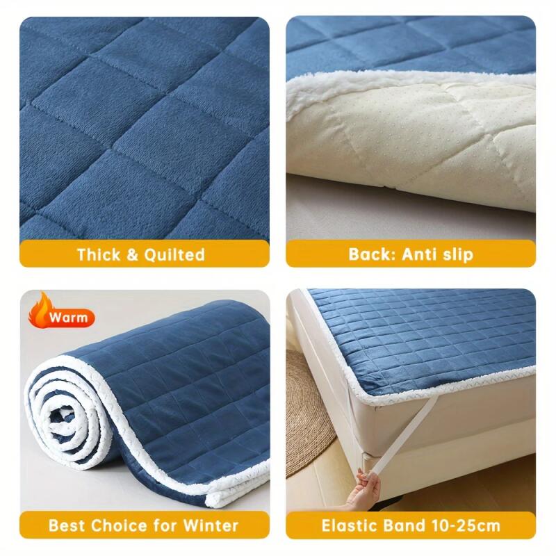 Milk Fleece Mattress Pad with Anti-Static Layer, Foldable Thermal Topper for Dorm Bed - 90x200cm To 200x220cm Machine Washable