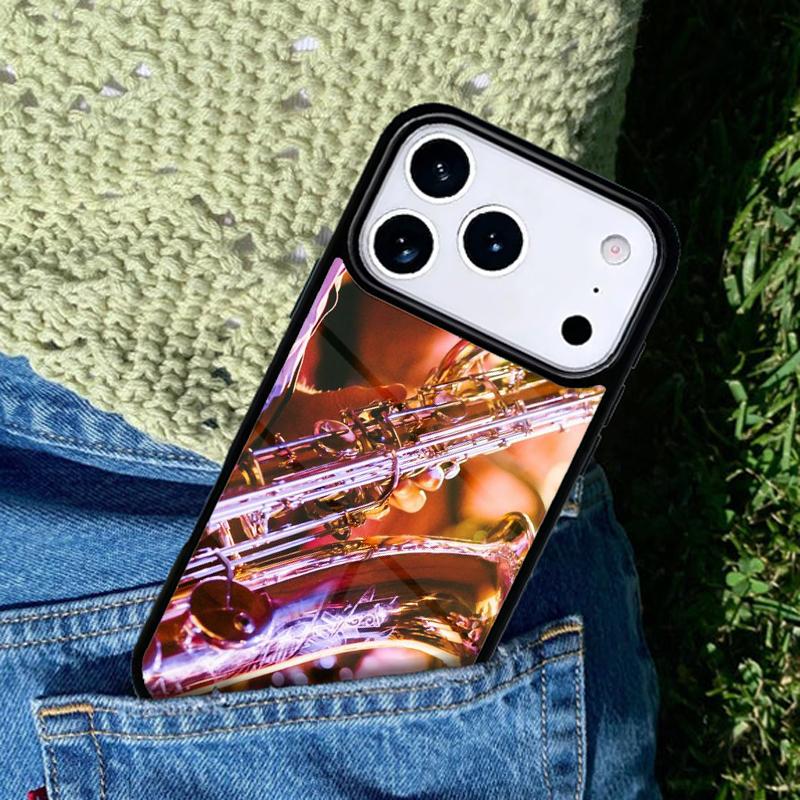 Saxophone Music Phone Case For iPhone 17 AIR 16 Pro Max 15 14 Pro 11 12 13 Shockproof Silicone Cover