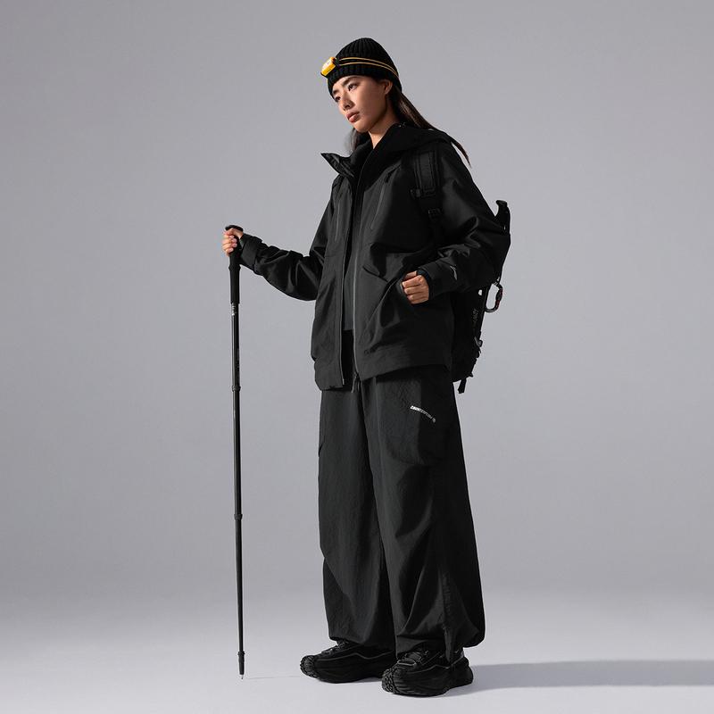 Li Ning CF Su Wan Long Jia Serie Mode Vielseitig Atmungsaktiv Wasserabweisend Winddicht Fleecegefüttert Warm Drei-in-Eins Jacke Unisex Jacke AEMU011-5