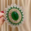 French Retro Court Style Emerald Brooch For Women Clothing Coat Jewelry Accessries Gifts