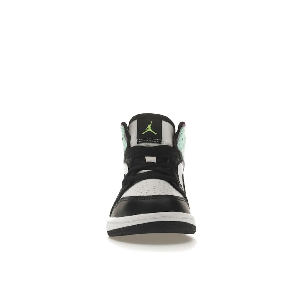 Air Jordan 1 Mid PS Pastel Kids Sneakers White Black Volt 640734-175