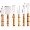 6Pcs Steel Stainless Cheese Cutter Knives Natural Bamboo Handle Cheese Slicer Cheese Cutter Tableware Kitchen Baking Tool Set
