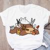 Cat Coffee Paw Strawberry Women's T-Shirts Cute Cartoon Top Female T Shirt Summer Funny Clothes O-Neck Ladies Tee Tops Shirts