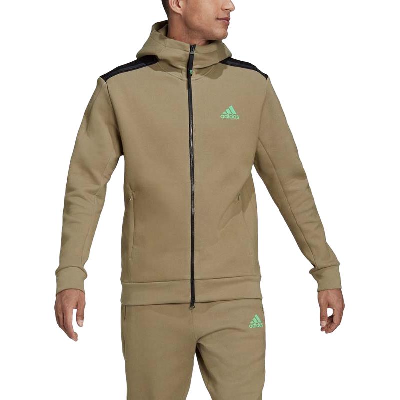 Adidas Alphabet Logo Print Sports Hooded Jacket Men Jackets Green H39842