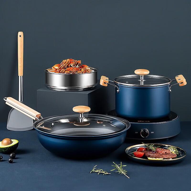 maxcook Премиальный набор посуды из 4 предметов с деревянной ручкой