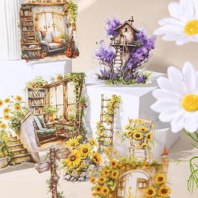 2024 Neueste 30 Stück 6 Stile Garden Corner Serie Sticker Pack Perfekt für Collage Journaling Scrapbooking DIY Zubehör