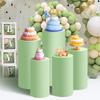 1 PEÇA/5 PEÇAS Capas Elásticas de Spandex Verde Claro para Pedestal Cilíndrico Redondo para Decoração de Casamento, Festa de Aniversário, Evento