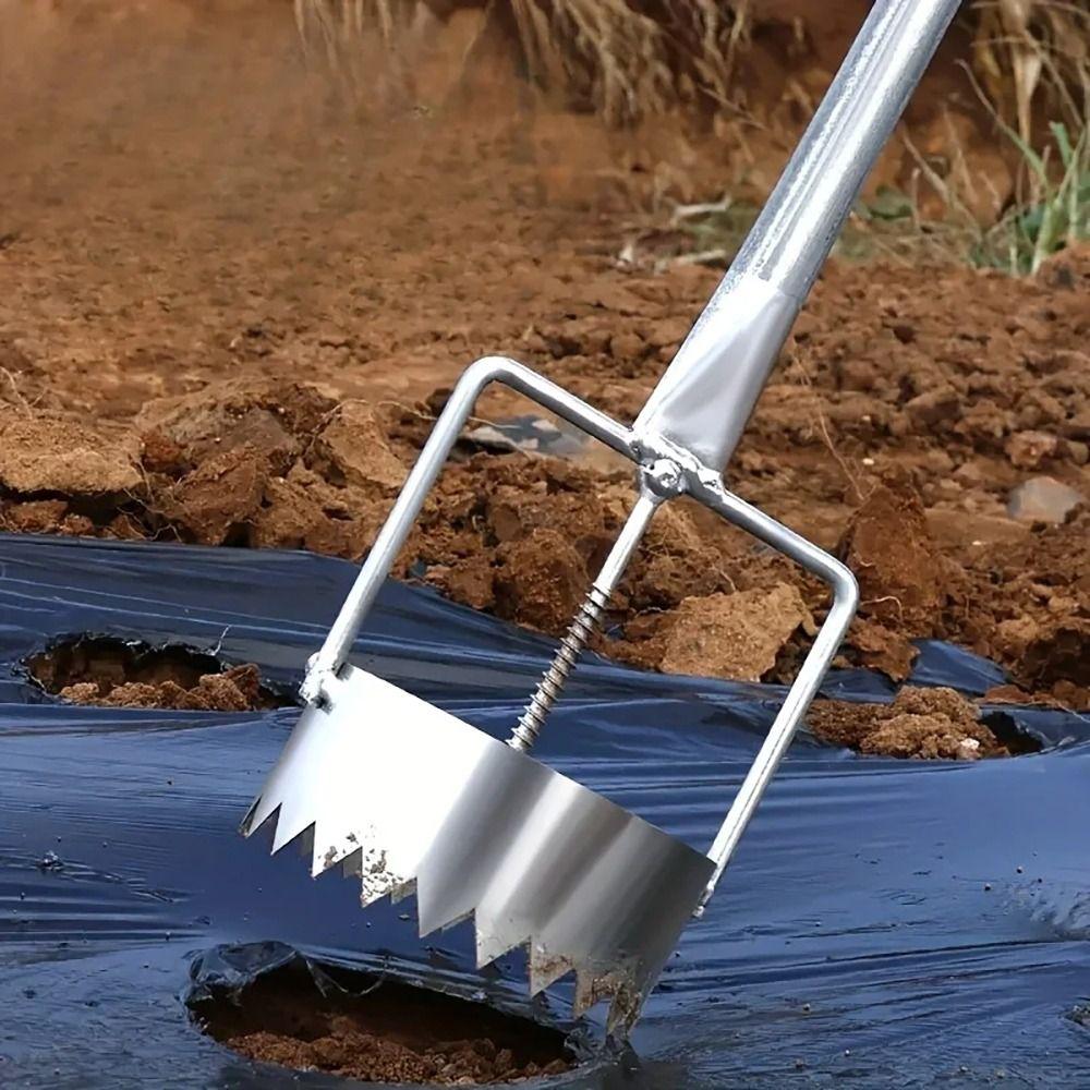 1 szt. Metalowy dziurkacz do folii plastikowej 5 cm/9 cm Narzędzie do przekłuwania folii Rozrywacz folii rolniczej Narzędzie ogrodnicze