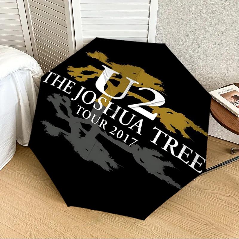 

1pc U2 Band [Automatic Folding Umbrella] Durable Iron Frame & Rod, Portable Folding, All Seasons, Home Travel Outdoor, Makes a Great Holiday Gift yy25