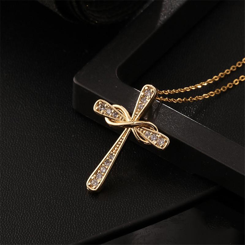 Vintage Punk Zircon Cross Pendant Necklace Stainless Steel Fashion Choker Collar Jewelry Birthday Gifts For Women Girls