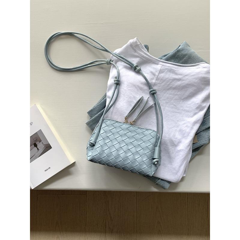 Neue Umhängetasche Damen Sommer Damentasche vielseitige kleine quadratische Tasche Doppelreißverschluss Textur Retro gewebte Tasche Damen