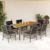 Vidaxl 7-Cz. Conjunto de Móveis de Jardim com Almofadas, Cinza, Rattan PE