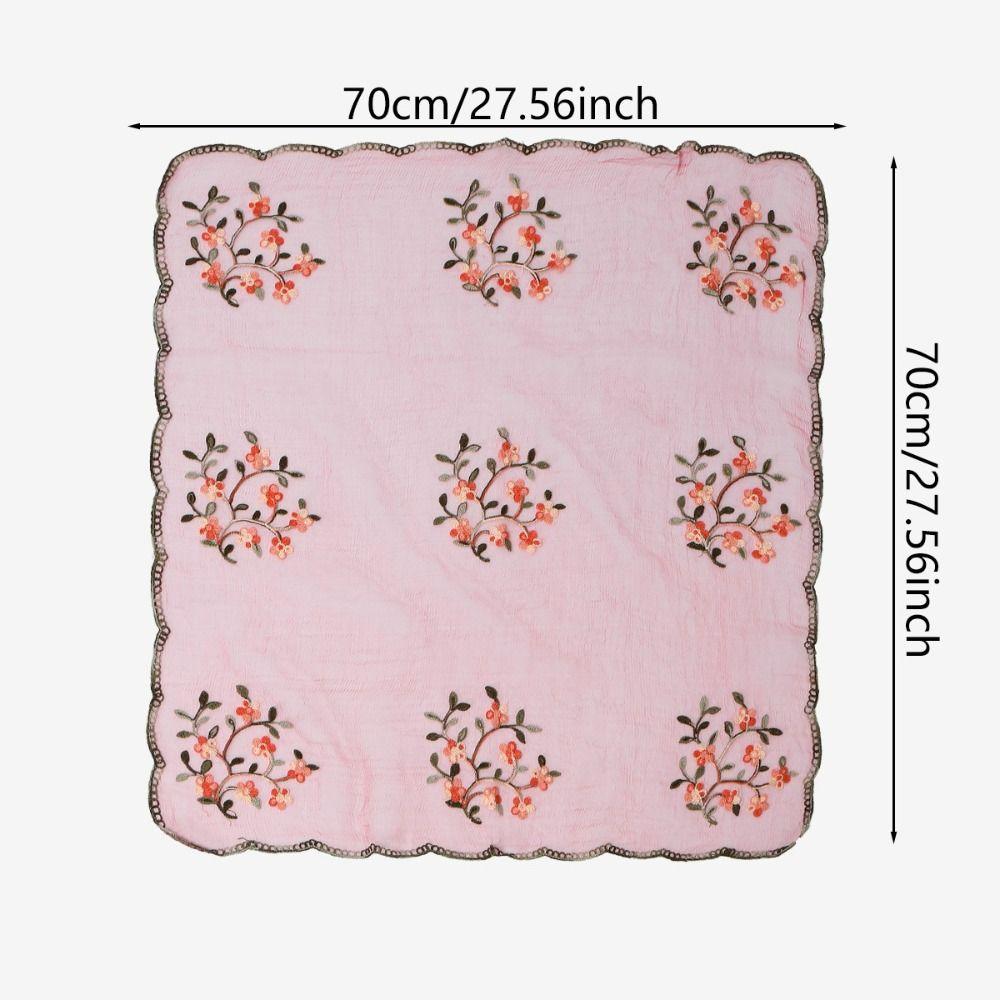 High Quality Plum Blossom Embroidery Lace Square Scarf Thin Vintage Neck Tie Shawl Wraps Headkercheif Hijab for Women