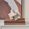 Travertine Decor 3-Link Knot Coffee Table Book Shelf Entry Table Decoration,Interlocking Cube Ornament