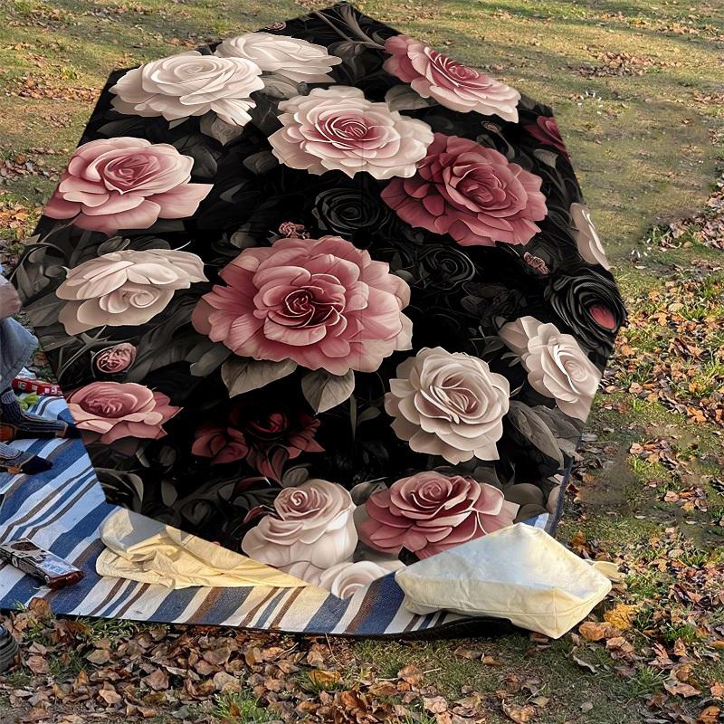 1 Stück Rosenblumen Automatisches Öffnen/Schließen Regenschirm Kompakter Faltregenschirm mit 8-Speichen-Gestänge Leichtes Design, Hochwertiges Gewebe1191A