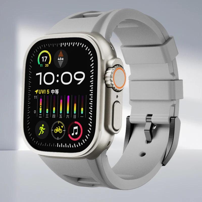 Classic Soft Silicone Strap for Apple Watch Ultra 2 49mm 45mm 44mm 42mm Sports Silicone Bracelet for IWatch Series 9 8 7 6 5 4 SE Correa