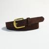 Luxury Design Suede Leather Belt Versatile Gold Pin Buckle Women Waist Belt Retro Vintage Frosted Thin Waistband