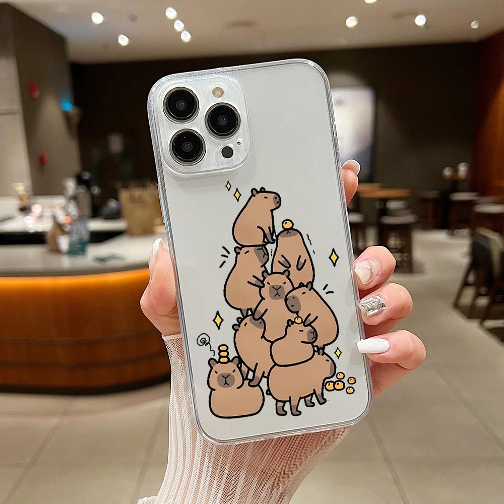 

Забавный чехол для телефона с изображением животных из мультфильма «Капибара» для iPhone 15 14 13 12 11 Pro X Xs Max XR SE 2020 8 7 Plus, мягкий прозрачный чехол for iPhone 15 stil де зерна желтого