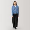 MUJI Washable Wool Sax Size XS Women's Mid-Gauge V-Neck Cardigan, BA1P5A4A, Blue,