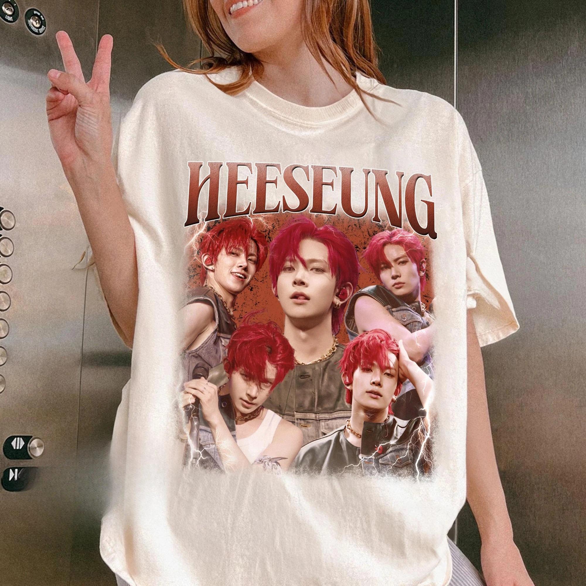 

2026 Hip Pop Heeseung Printed Men Women s T-shirt Spring_Summer Fashion Trend Cotton Top Neutral Round Neck Short Sleeve T-shirt XXXL бежевий