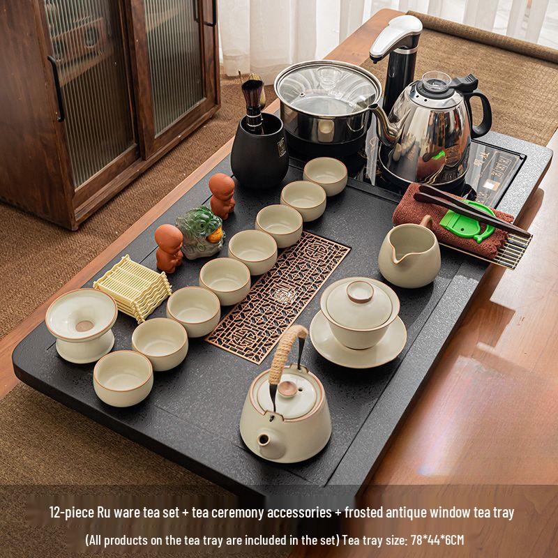 Qianyu Ru Kiln Ceramic Automatic Gongfu Tea Set
